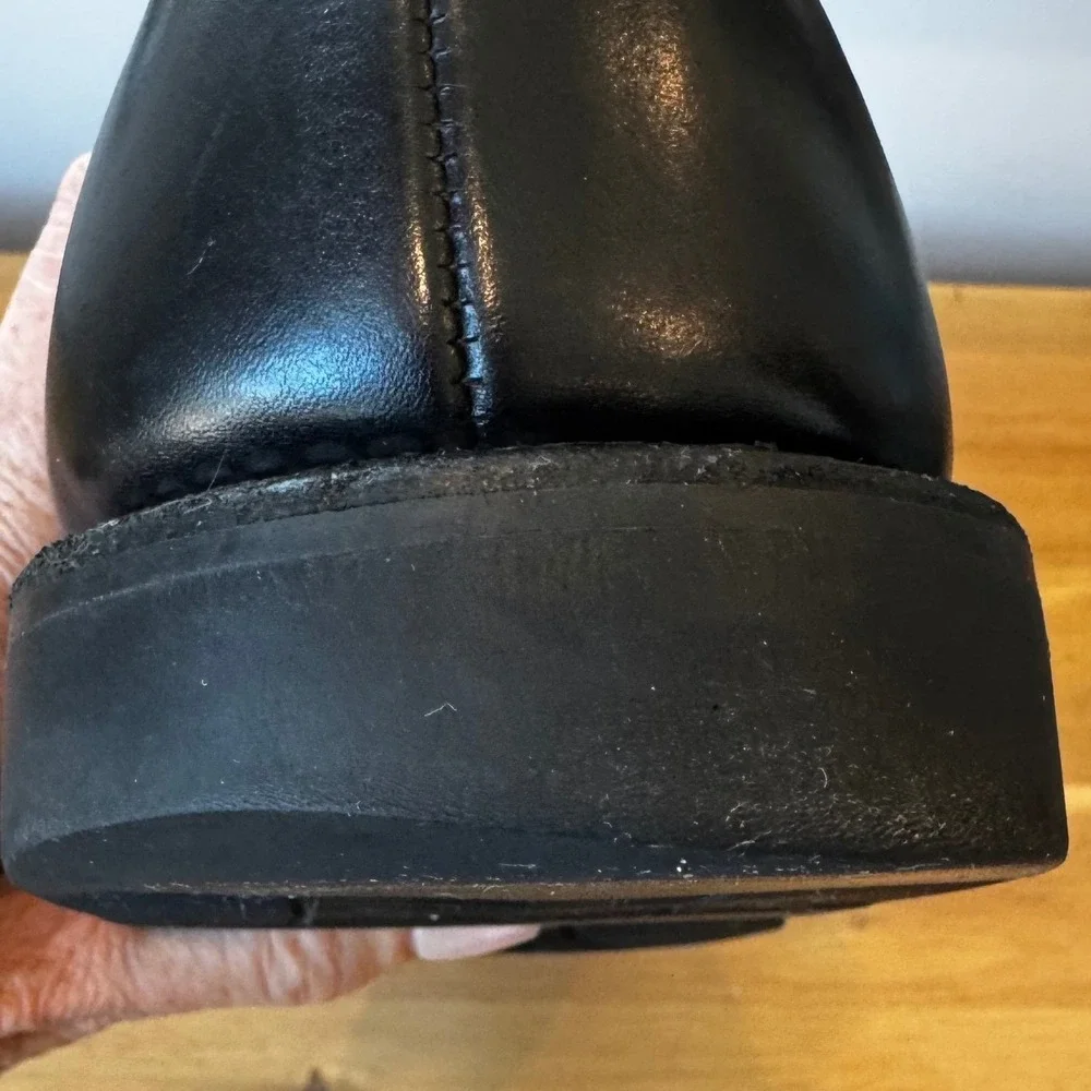 Allen Edmonds‎ Kennett Men 12 C Black Leather Moc Toe Blucher Dress Shoes